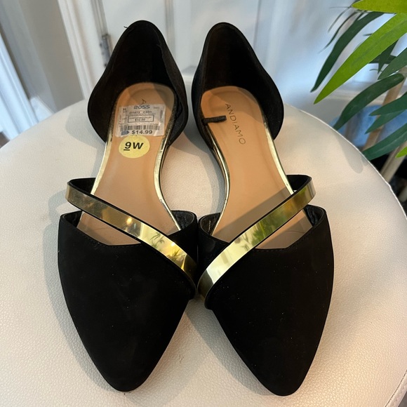 NWT Andiamo brand black flat with gold accents - Picture 4 of 15